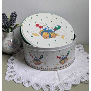 Vintage Christmas Goose Cookie Tin, Holiday Goose Metal Storage Tin, Farmhouse